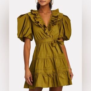 Ulla Johnson “Maude” cotton poplin ruffle dress, 6, mustard